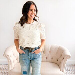 Eyelet Embroidered Top - Ivory